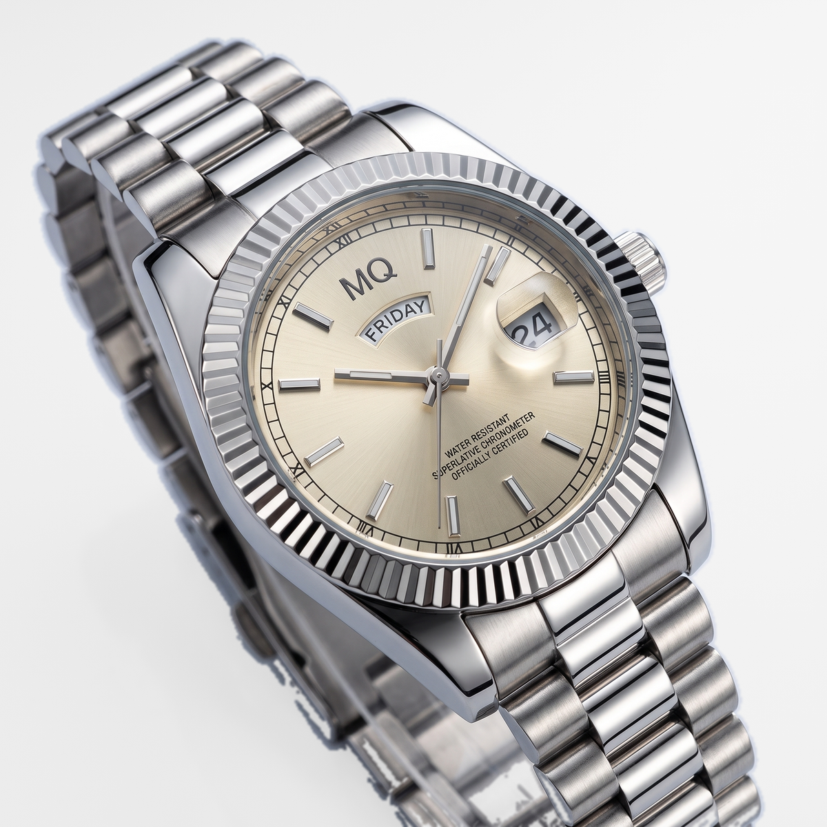 MQ Aurelian silver-dial quartz - side profile