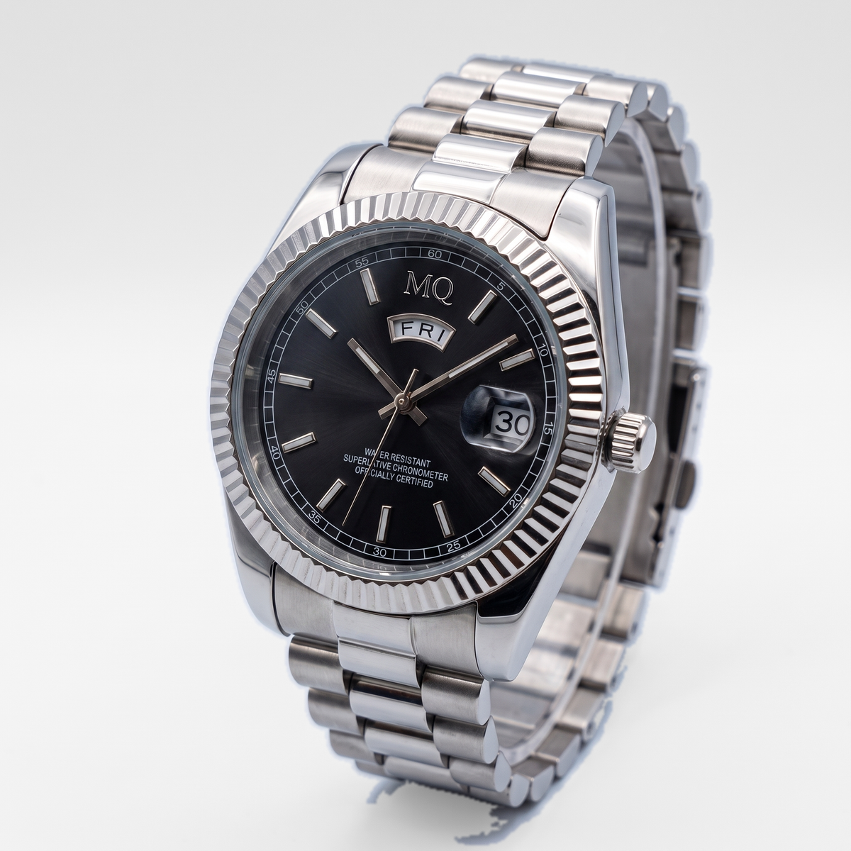 MQ Nocturne black-dial quartz - three-quarter angle